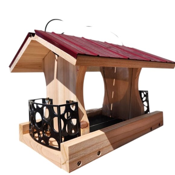 NEW Heavy Duty Bird Feeder Wood Birdhouse Garden Decor Bird House Hand Crafted H - Picture 10 of 13